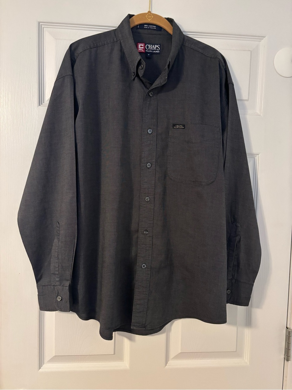 Chaps Ralph Lauren Charcoal Gray Long Sleeve Button Down Dress Shirt Men’s Med